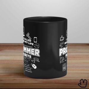 Caneca preta LojaNerd Programmer Favorite centro
